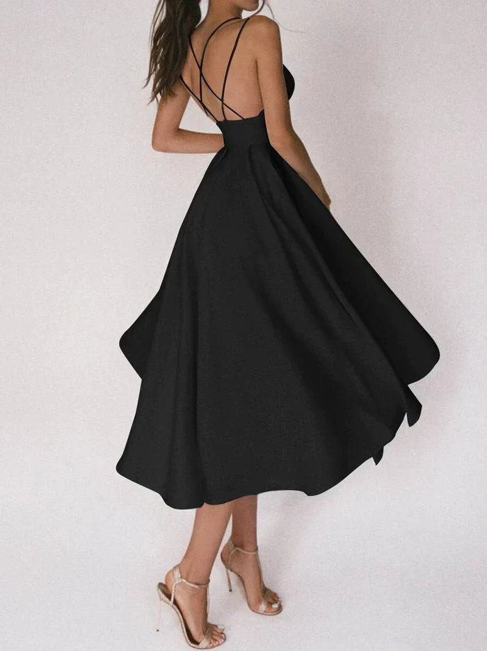 Damen-Kleid, Flare, V-Ausschnitt, leichtes Material-5