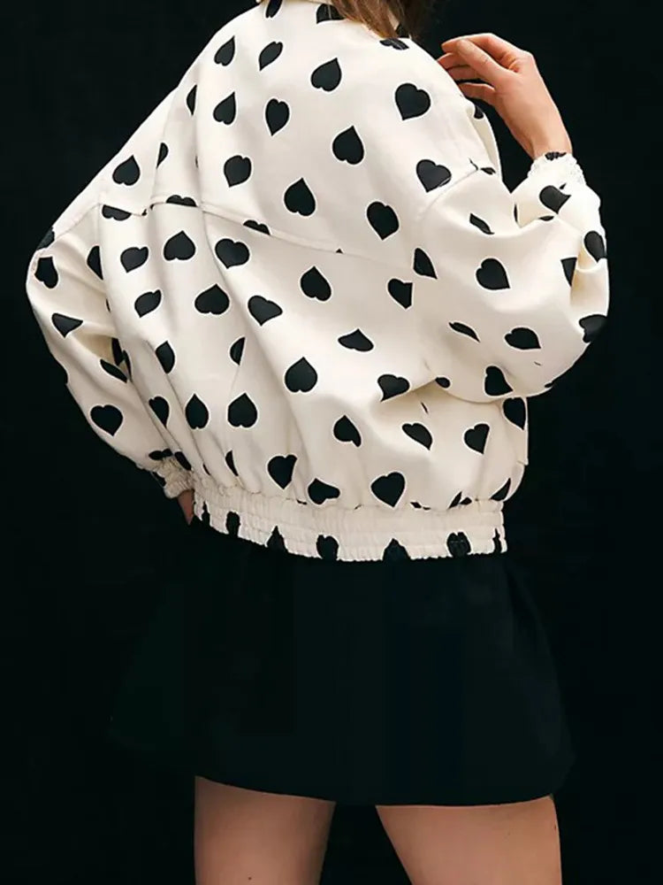 Damenjacke mit Herzmuster Vielseitiges Design Polyester 4