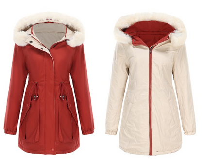 Variant image for Damen Wendbarer Parka Polyester Chic Mittellang 65 cm-4
