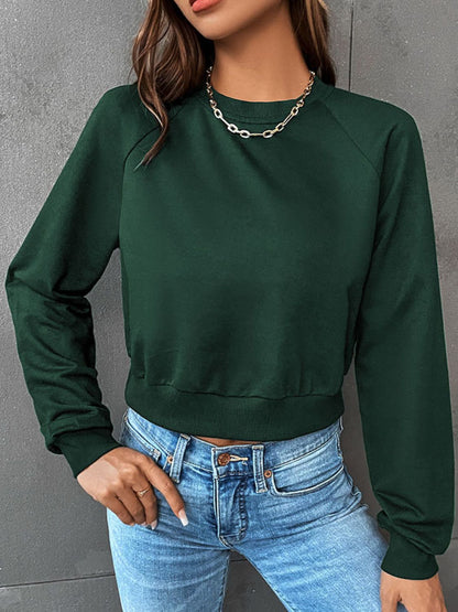 Damen-Pullover, kurz, Raglanärmel, weicher Mischstoff, Winter, Streetwear-5