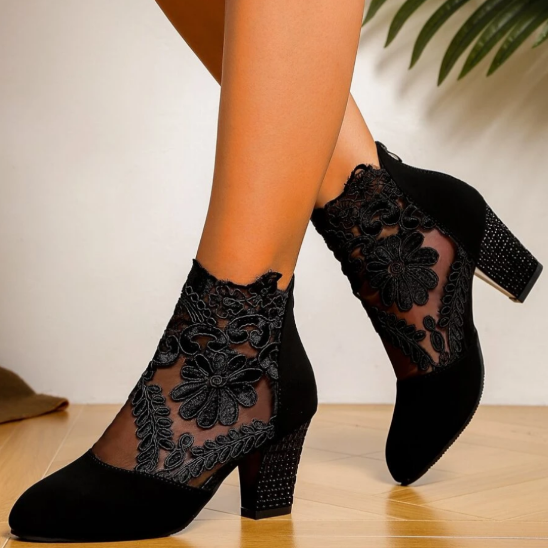 Damen-Stiefel mit hohem Absatz Bestickt Elegant Hochwertige Stoffe-3