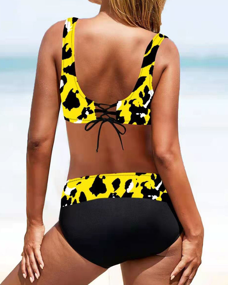 Damen Bikini V-Ausschnitt Elastan Trendige Bademode-5