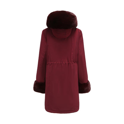 Damen Winterparka Lang Dick Polyester mit abnehmbarer Kapuze-2