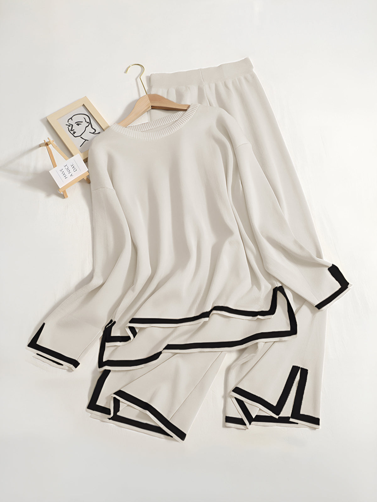 Damen-Lounge-Set, geschlitzte elastische Mischung 6