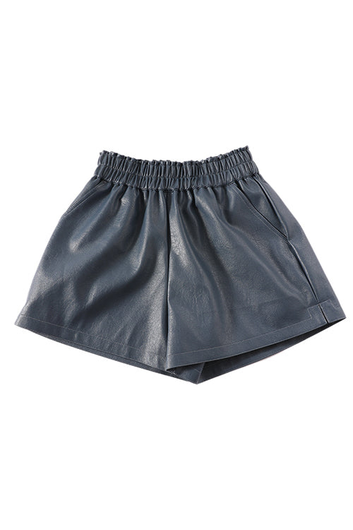 Damen-Shorts, elastischer Bund, Kunstleder, Taschen-4