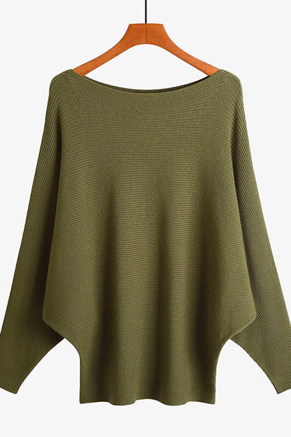 Variant image for Damen-Strickpullover, U-Boot-Ausschnitt, gerippte weiche Baumwolle, Polyester-6