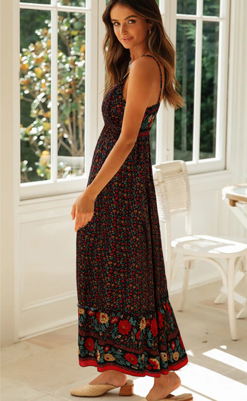 Damen-Boho-Kleid, fließende Baumwolle 5
