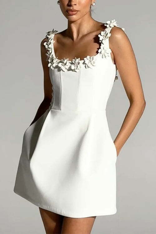 Variant image for Damen-Minikleid, geblümt, Neckholder, Ärmel, Baumwolle, Polyester-9