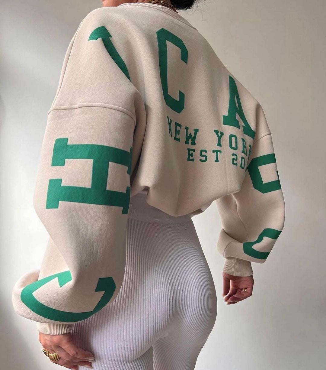 Variant image for Damen-Oversized-Crop-Pullover, lässig, Baumwolle-13