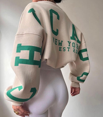 Variant image for Damen-Oversized-Crop-Pullover, lässig, Baumwolle-13