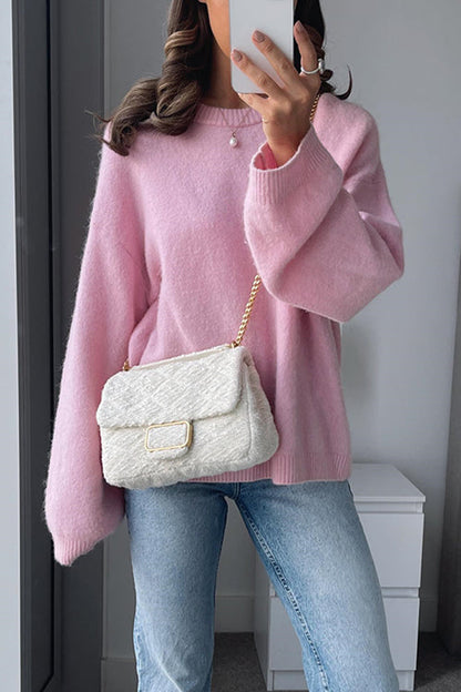 Damen-Strickpullover, überschnittene Schultern, Baumwolle, Polyester-1