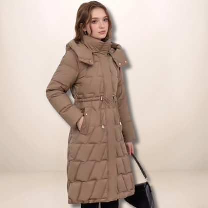 Langer Wintermantel Damen Gesteppt Design Wärmeisolierendes Material-2