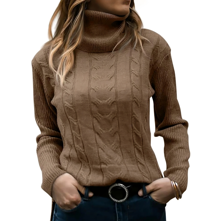 Damen-Strickpullover, mit Stehkragen, Acryl, für Winter-4