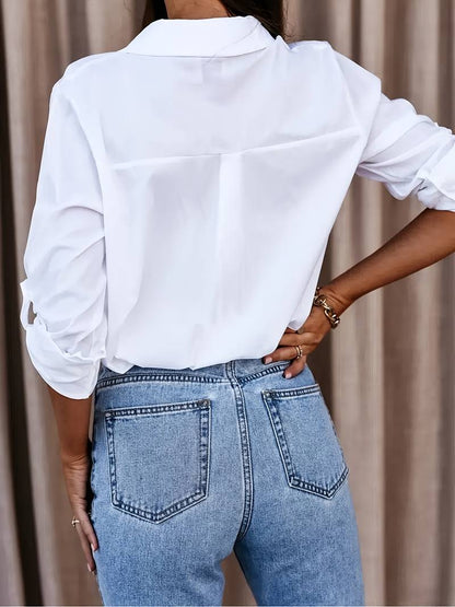 Damen Bluse Langarm Knopfdesign in hochwertigem Material 4