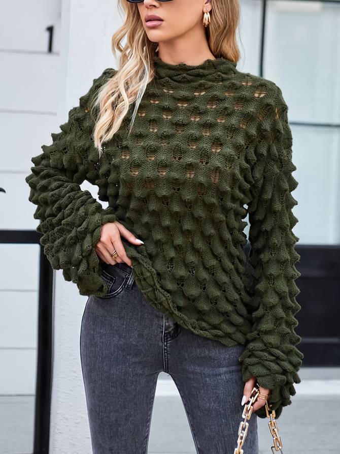 Damen-Strickpullover, mit Schalenmuster aus weicher Qualität 1
