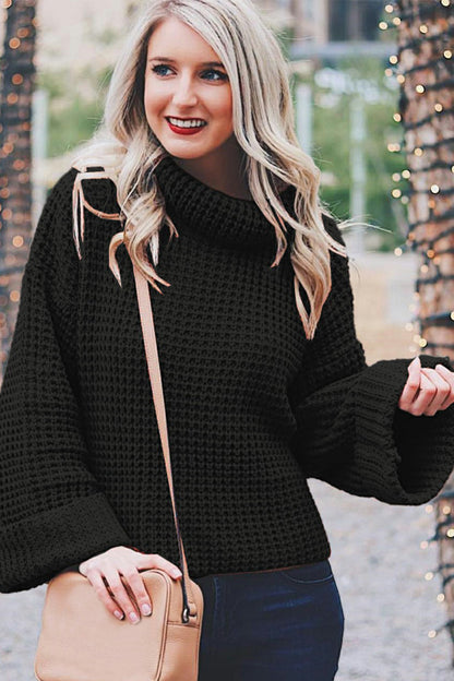 Damen-Strickpullover, hoher Kragen, Polyester, lange Ärmel-3