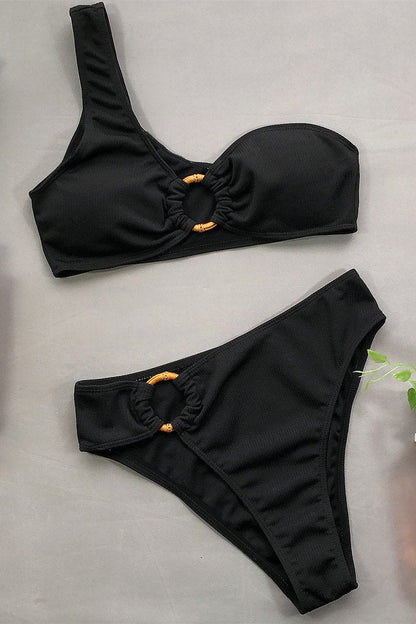 Damen Bikini Hoher Bund Nylon Spandex-2