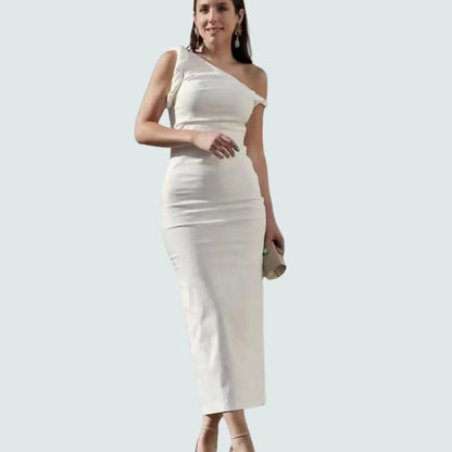 Damenkleid Midi Asymmetrisch Ärmellos Polyester-2
