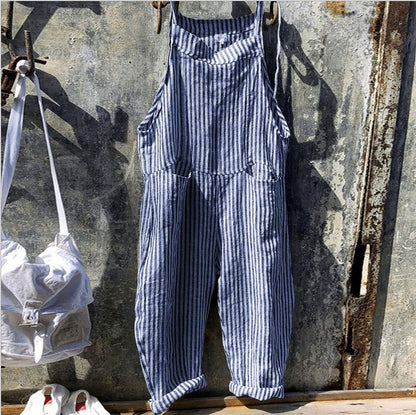 Damen-Jumpsuit Lässig Baumwolle mit verstellbarer Taille-3