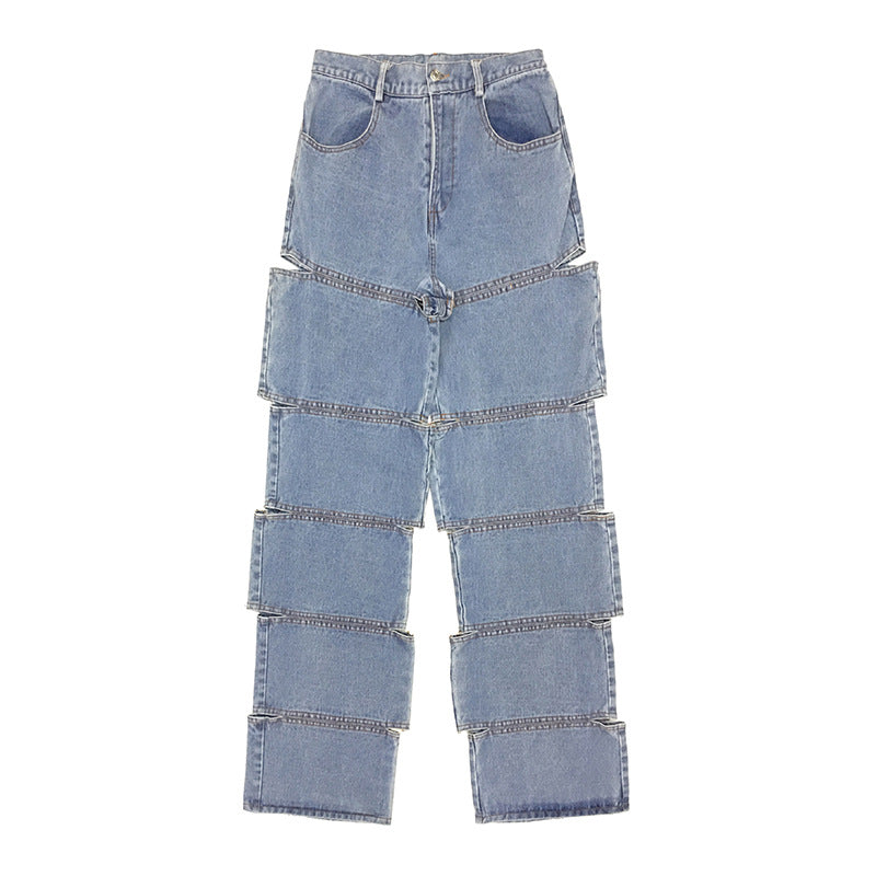 Damen-Jeans mit geradem Bein, mittlere Taille, hochwertiger Denim-1