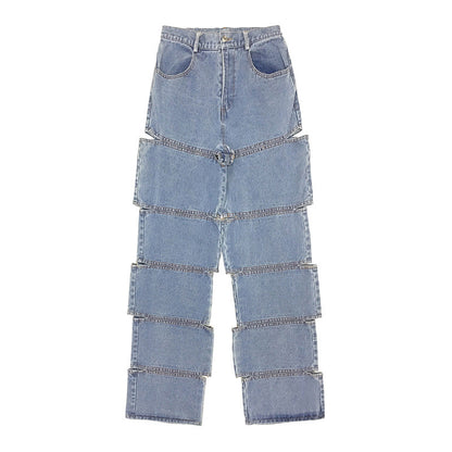 Damen-Jeans mit geradem Bein, mittlere Taille, hochwertiger Denim-1