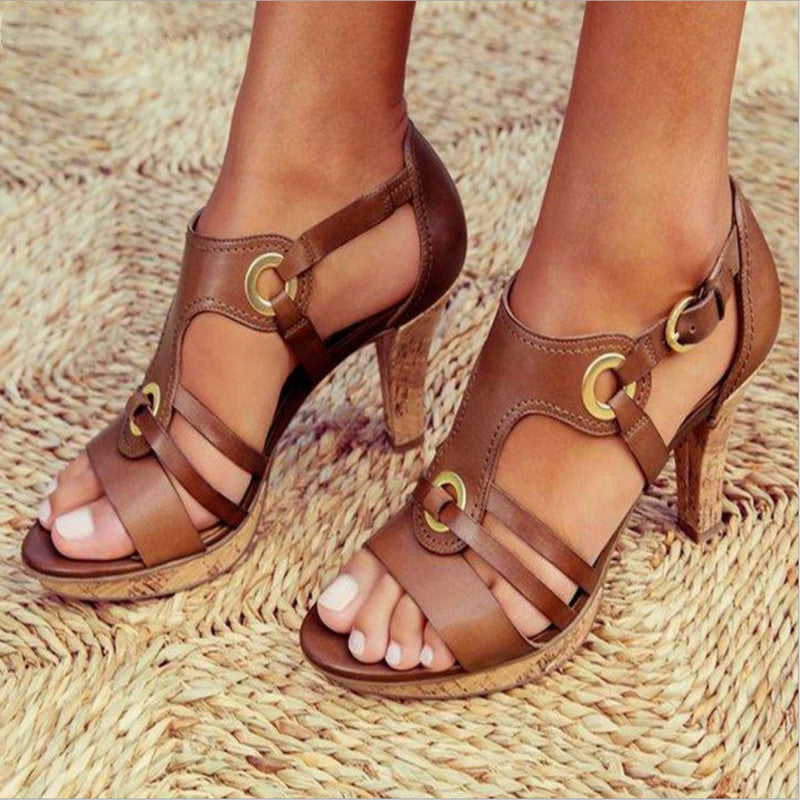 Damen-Sandalen, Plateau, Synthetikleder, modernes Design-2