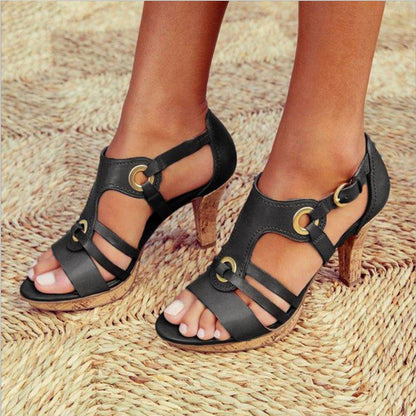 Damen-Sandalen, Plateau, Synthetikleder, modernes Design-1
