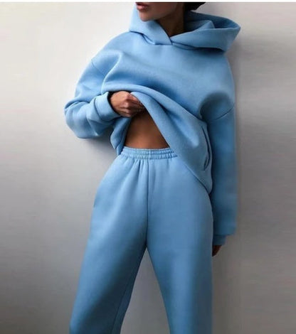 Damen-Jogging-Set Lässig Hoodie und Hose aus Baumwollmischung-2
