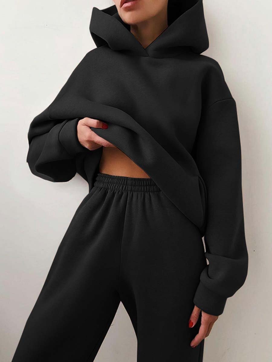 Damen-Jogging-Set Lässig Hoodie und Hose aus Baumwollmischung-1