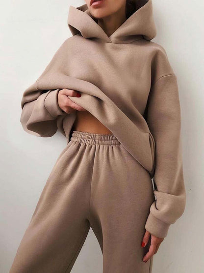 Damen-Jogging-Set Lässig Hoodie und Hose aus Baumwollmischung-4