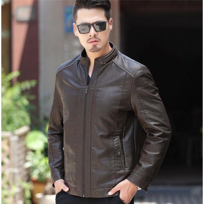 Variant image for Herren-Lederjacke, dick, klassisch, PU-Leder, Taillendesign-5
