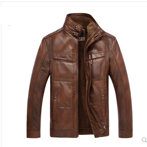 Herren-Lederjacke, dick, klassisch, PU-Leder, Taillendesign-3