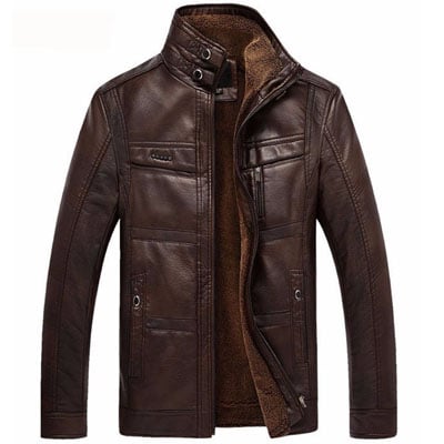 Herren-Lederjacke, dick, klassisch, PU-Leder, Taillendesign-5