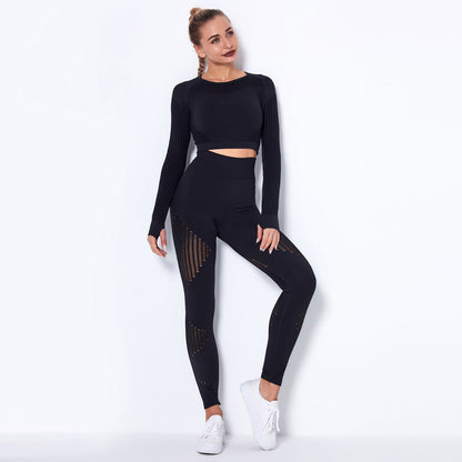 Damen Yogaanzug Nahtlos Lange Ärmel Hochwertiges Material-1