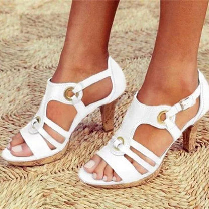 Damen-Sandalen, Plateau, Synthetikleder, modernes Design-3