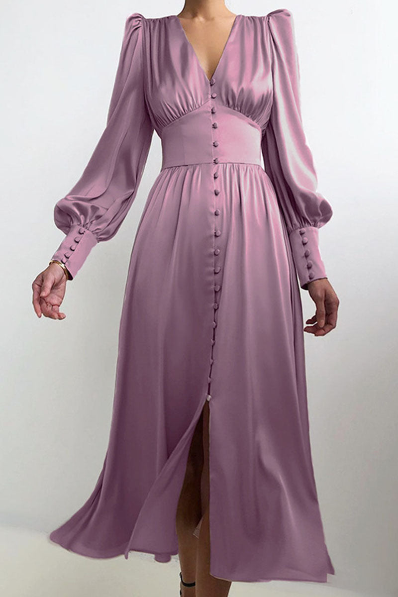Damen-Kleid, glänzendes Polyester, elegant, knielang-5