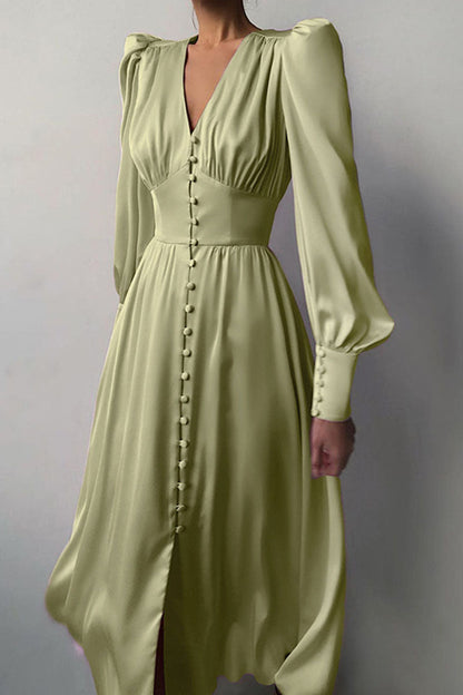 Damen-Kleid, glänzendes Polyester, elegant, knielang-3