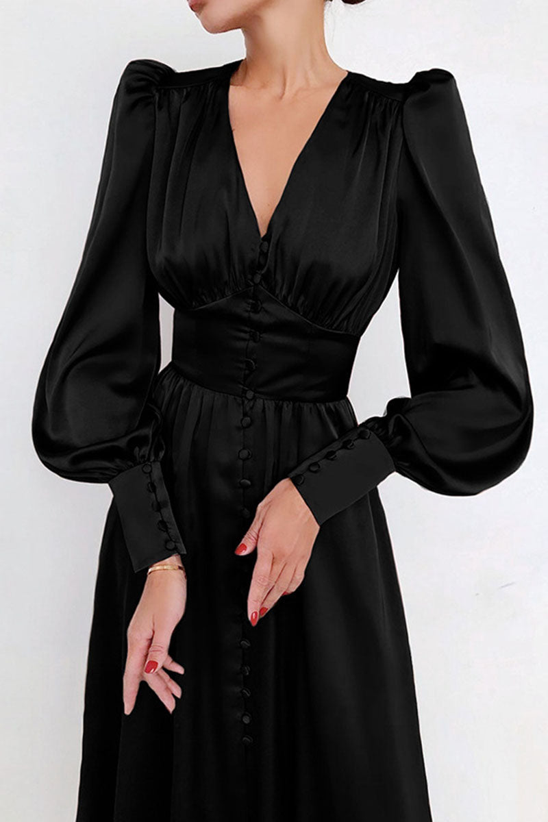 Damen-Kleid, glänzendes Polyester, elegant, knielang-2