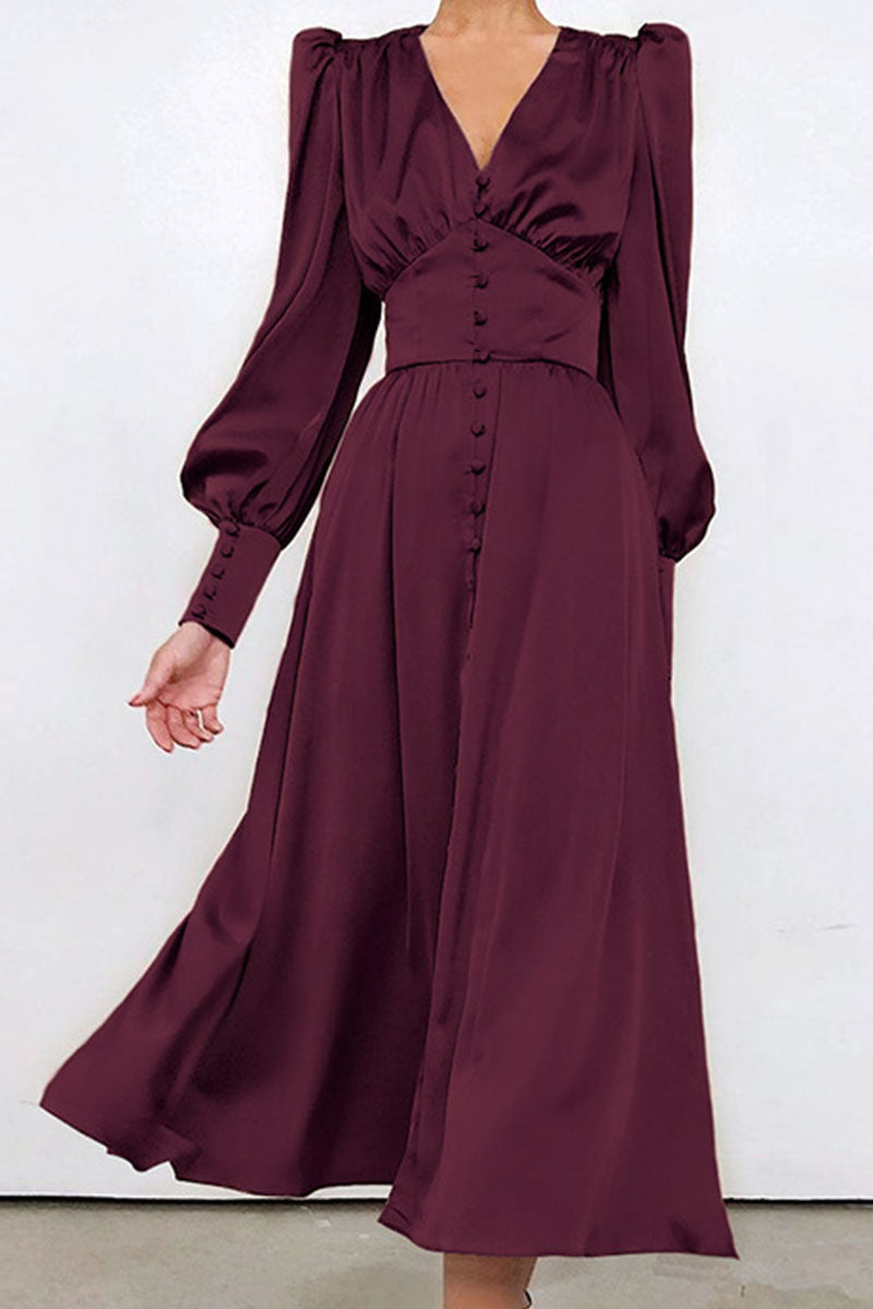 Damen-Kleid, glänzendes Polyester, elegant, knielang-4