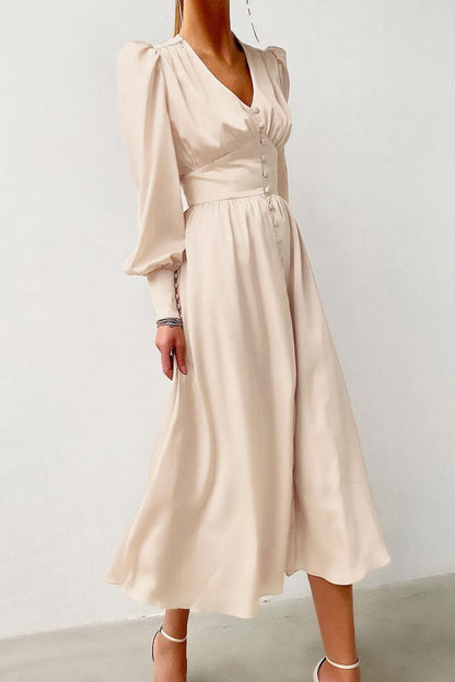 Damen-Kleid, glänzendes Polyester, elegant, knielang-6