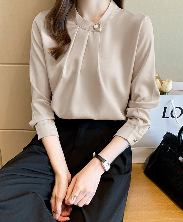 Damen Bluse Elegant Synthetikmaterial Lange Ärmel-2