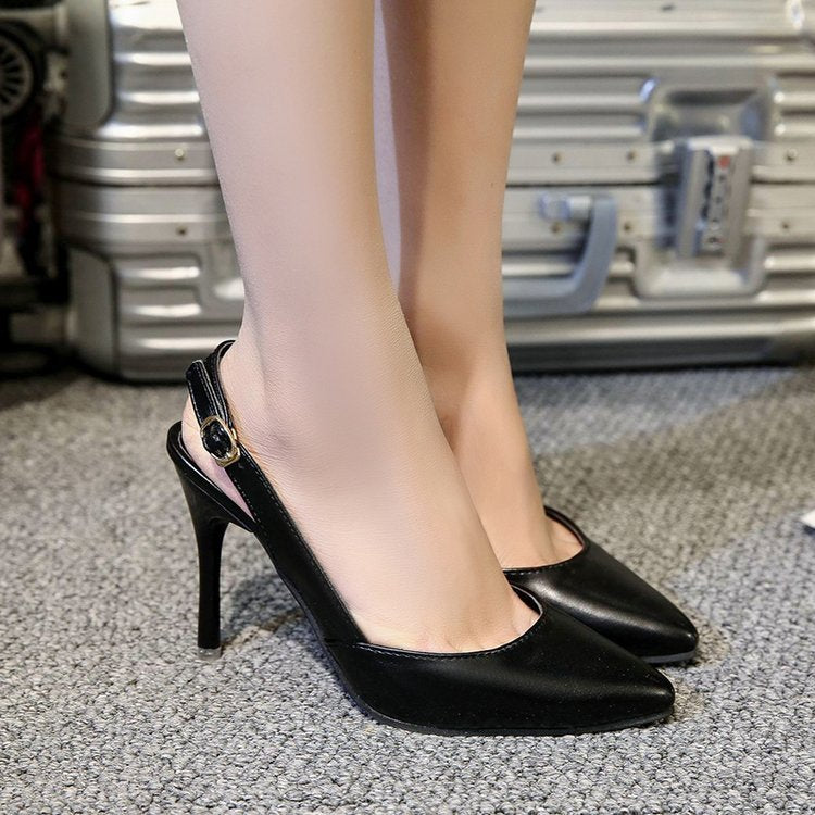 Damen-Slingback-Pumps, spitz zulaufende Zehe, synthetisches Leder 3
