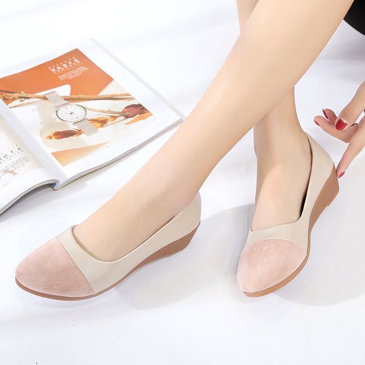 Damen-Keilpantoletten aus Synthetikleder und Velours mit stabilem Keilabsatz – elegantes und bequemes Design, Größe 36-41 3