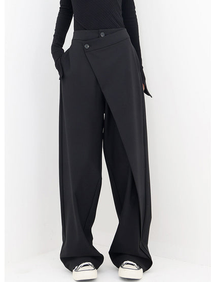 Damen-Baggy-Hosen mit asymmetrischem Design, 100% Baumwolle-1