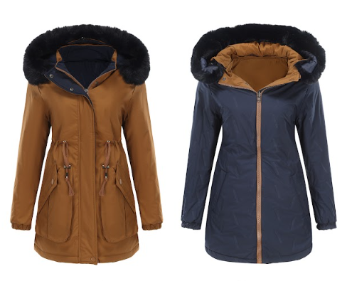 Variant image for Damen Wendbarer Parka Polyester Chic Mittellang 65 cm-29