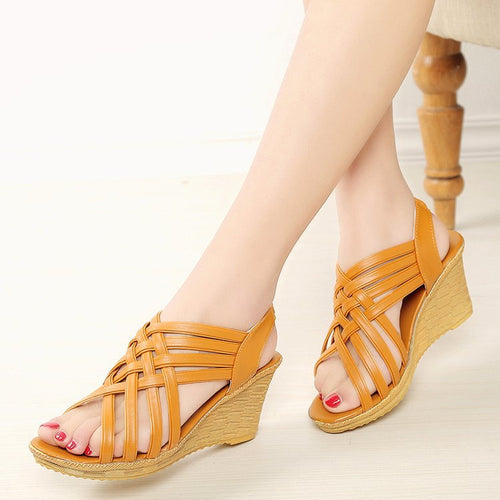 Damen-Keilsandalen, geflochten, Design, synthetisches Material-1