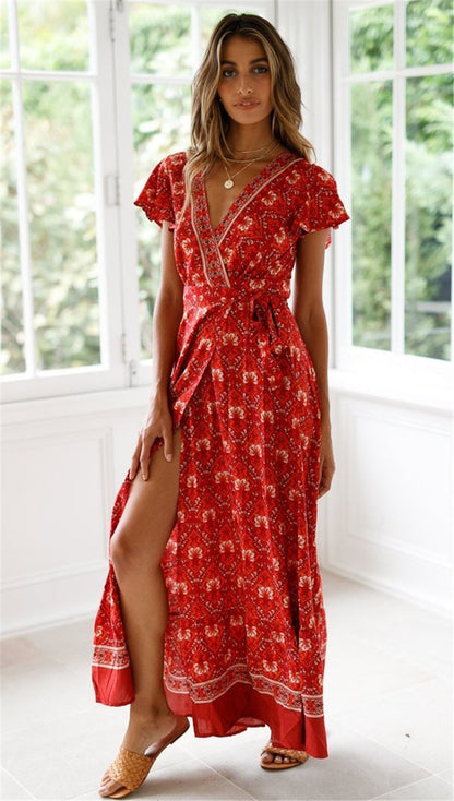 Damen-Maxikleid, Blumenmuste Viskose, Tussah, Seide-4