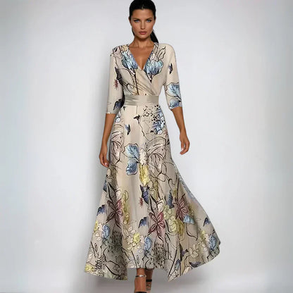 Damen-Maxikleid, geblümt weicher Polyester, für elegante Anlässe-3