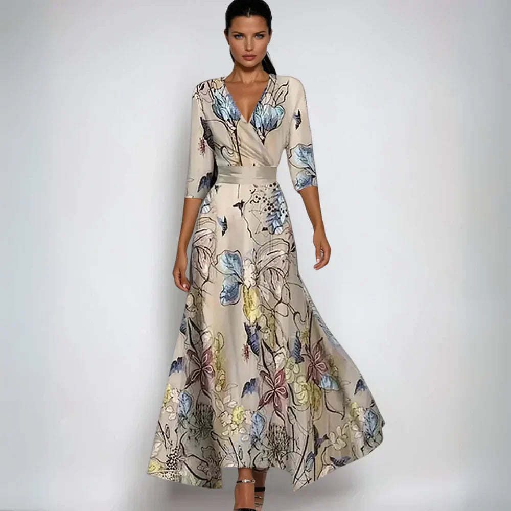 Variant image for Damen-Maxikleid, geblümt weicher Polyester, für elegante Anlässe-13