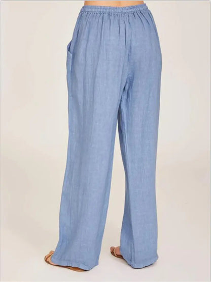 Damen-Hose, weites Bein, verstellbare Taille, Polyester 4